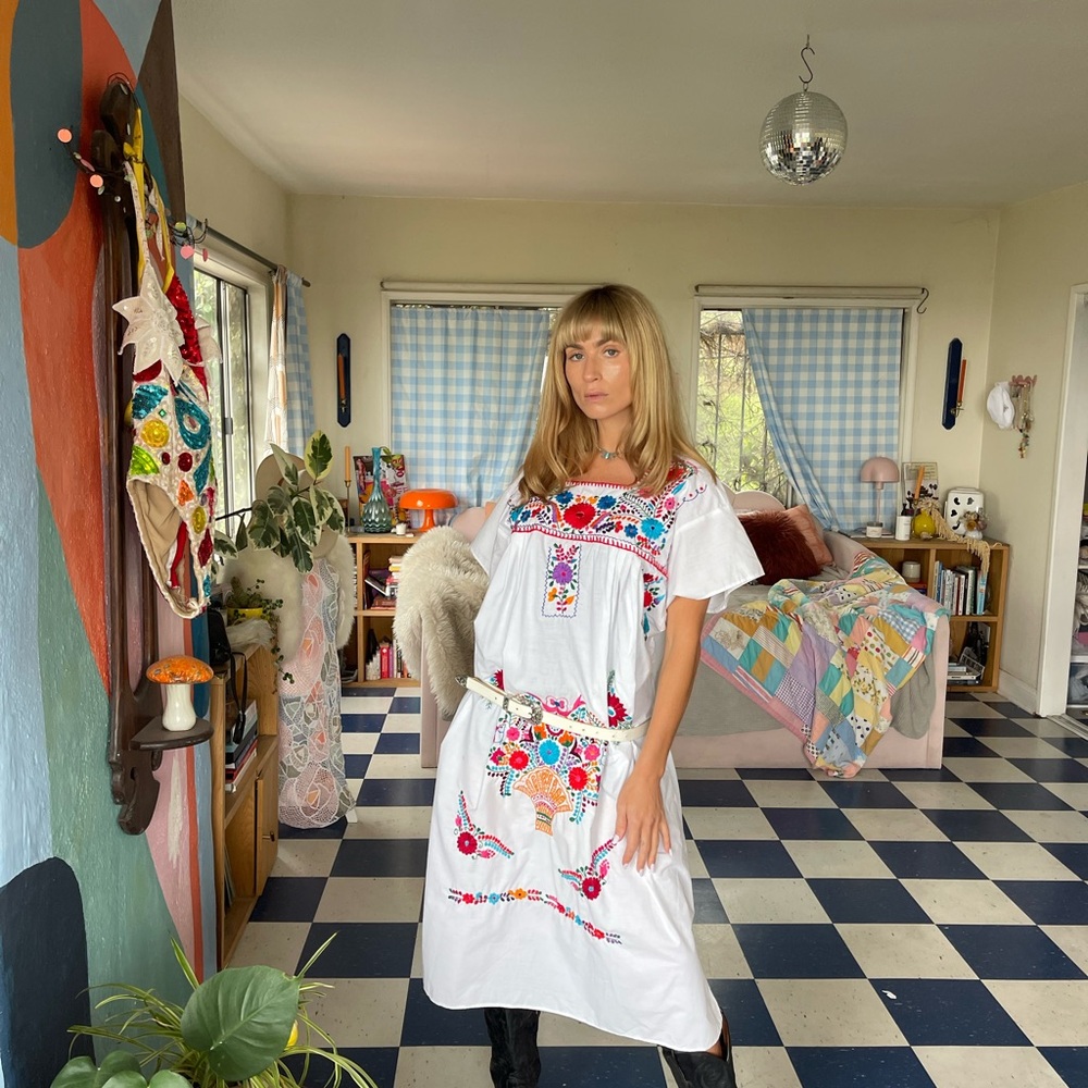 Vintage Maxi Floral Embroidered Bohemian Dress